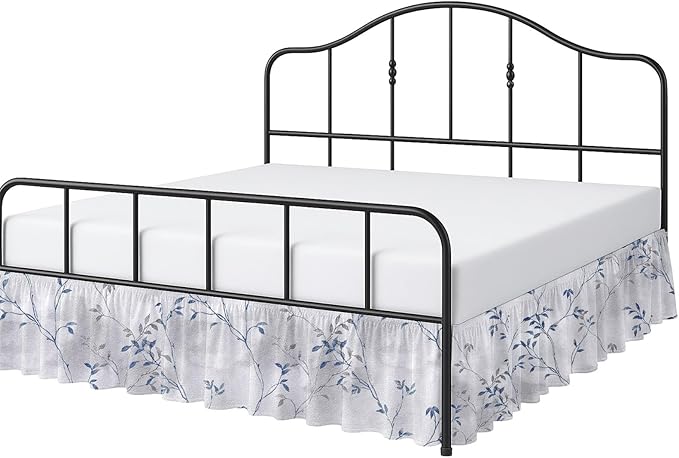 Cottington Lane Ruffled Bed Skirt Full Size with Split Corner, Brushed Microfiber Hotel Quality Dust Ruffle, 24 Inch Drop Gathered Bedskirt, Soft, Stylish, Shrink & Fade Resistant, Neutral Nature
