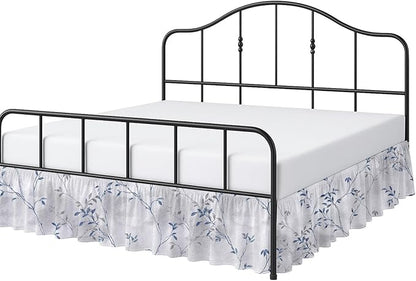 Cottington Lane Ruffled Bed Skirt Queen Size with Split Corner, Brushed Microfiber Hotel Quality Dust Ruffle, 15 Inch Drop Gathered Bedskirt, Soft, Stylish, Shrink & Fade Resistant, Neutral Nature