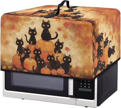 Microwave Oven Dust Cover, Thanksgiving Cat Heat-Resistant Waterproof Microwave Oven Grill Cover Protector Polyester Washable Dust Covers Case Protections for Microwaves Ovens
