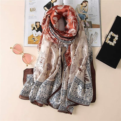 Fashion Scarves Scarf 100% Silk Feeling Scarf Silk Like Scarves Long Lightweight Sunscreen Shawls for Women