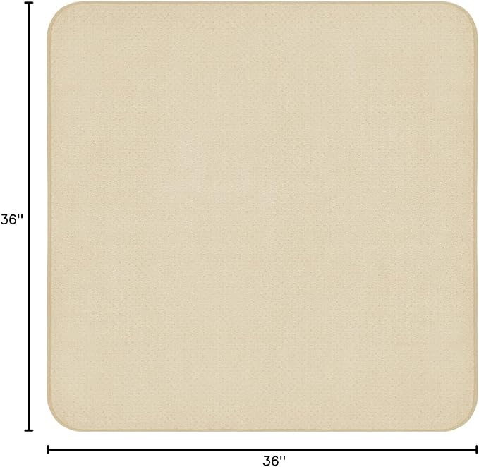 House, Home and More Skid-Resistant Carpet Indoor Area Rug Floor Mat - Ivory Cream - 3 Ft X 3 Ft - Non Slip Rubber Backing, Stain Resistant, Dog Friendly, Living Room Bedroom Kitchen Entryway