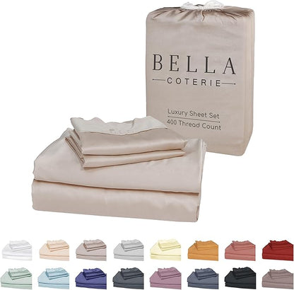 Bella Coterie Luxury Bamboo Viscose 34” Split Top King Size Sheet Set | 1 Fitted Sheet for Sleep Number & Adjustable Beds | 100% Organically Grown | Cooling & Soft | 18” Deep Pocket [Dune]