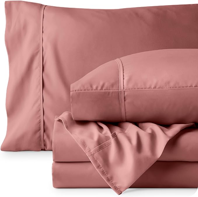 Bare Home Twin Sheet Set - 1800 Ultra-Soft Microfiber Twin Bed Sheets - Double Brushed - Deep Pockets - Easy Fit - Extra Soft - 3 Piece Set - Bedding Sheets & Pillowcases (Twin, Dusty Rose)