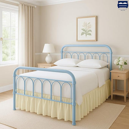 Cottingon Bed Skirt King 12" Drop with Split Corners, 100% Microfiber Soft and Stylish, Dust Ruffle with Platform, Ivory