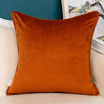 Yangest Orange Striped Throw Pillow Cover Multicolor Velvet Cushion Cover Modern Bohemian Pillowcase for Sofa Couch Bedroom Living Room Home Christmas Decoration,16x16 Inch