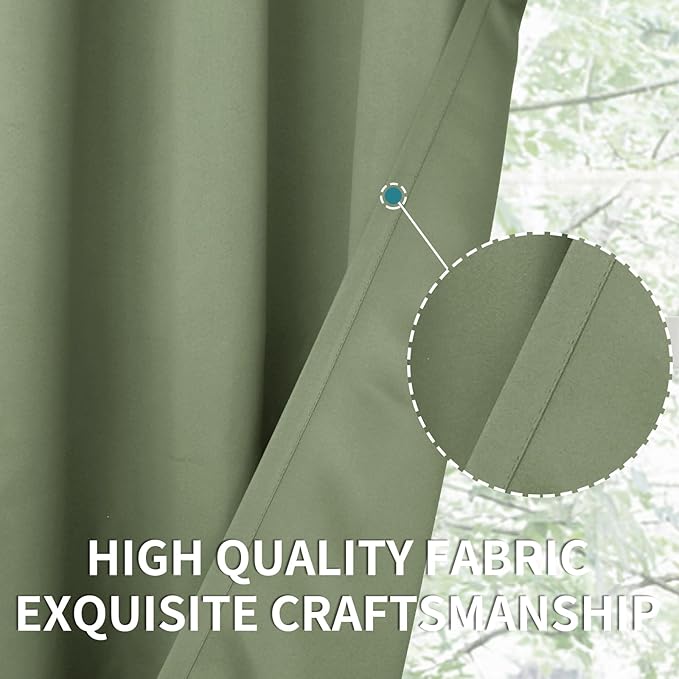 BGment Olive Green Blackout Curtains 54 Inches Length for Bedroom - Thermal Insulated Room Darkening Drapes for Kitchen Living Room Privacy, 42 x 54 Inch, 2 Panels