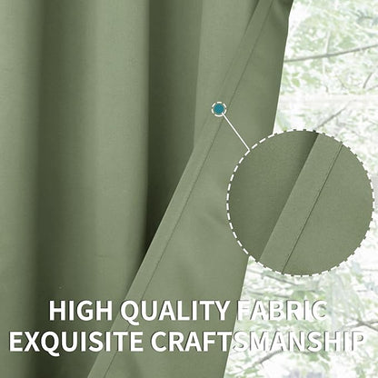 BGment Olive Green Blackout Curtains 54 Inches Length for Bedroom - Thermal Insulated Room Darkening Drapes for Kitchen Living Room Privacy, 42 x 54 Inch, 2 Panels