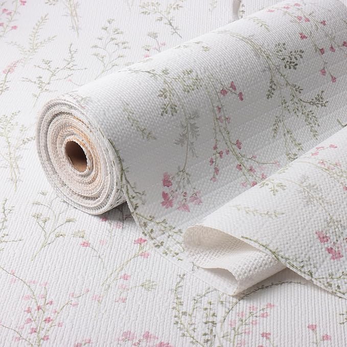 Floral Drawer and Shelf Liner for Cabinets 16IN x 20FT, Non-Adhesive and Strong Non-Slip Flower Shelf Cabinet Drawer Liners for Kitchen,Table,Bookshelves,Waterproof Cupboard Liner