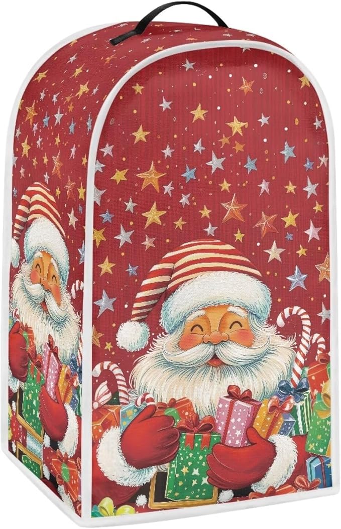 Christmas Blender Covers for Kitchen Countertop Decor, Santa Claus Blender Protective Cover Washable Kitchen Appliance Cloth Cover Universal Air Fryer with Pocket Home Decor
