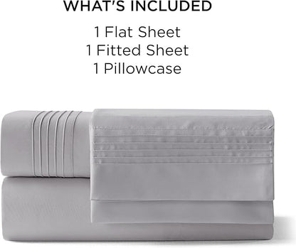 Bedsure Twin XL Sheets Dorm Bedding, GentleSoft Breathable Extra Long Twin Sheets & Pillowcases, Moisture Wicking Cooling, Deep Pocket Fits Mattress Up to 21 Inches Thick, Light Grey