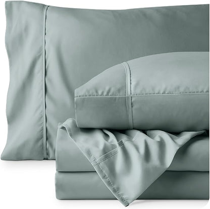 Bare Home King Sheet Set - Luxury 1800 Ultra-Soft Microfiber King Bed Sheets - Double Brushed - Deep Pockets - Easy Fit - 4 Piece Set - Bedding Sheets & Pillowcases (King, Sea Spray)