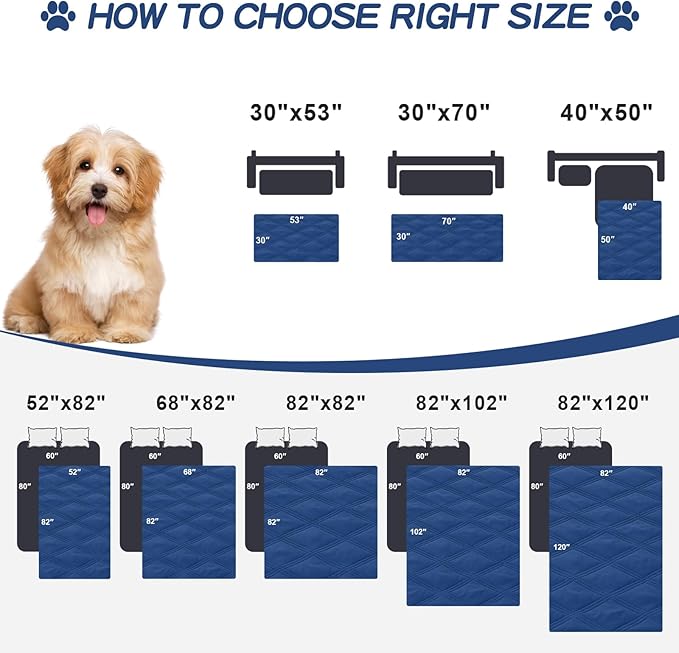Smiry Waterproof Dog Bed Cover Blanket 82x102, Soft Reversible Pet Blanket, Washable Leakproof Cats Dogs Couch Cover for Sofa, Couch, Furniture, Lattice, Navy/Blue