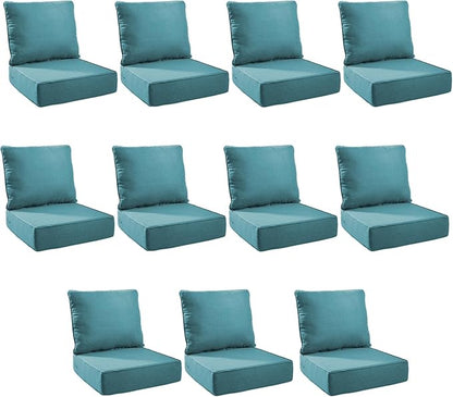 Outdoor Cushion Set for Furniture Patio Furniture, UV Resistant, Water Resistant - 6 Inch Thick Foam Garden Cushions – 22x24 Inch Patio Seat Covers for Chair/Sofa/Couch | Peacock Green | 11-Pack |