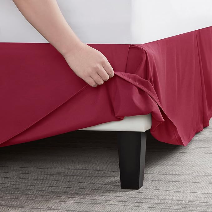 Nestl Red Heaven Full XL Bed Skirt - Full XL Size Bed Skirt 14 Inch Drop - Brushed Microfiber Bed Skirts - Hotel Quality Pleated Bed Skirt - Shrinkage & Fade Resistant