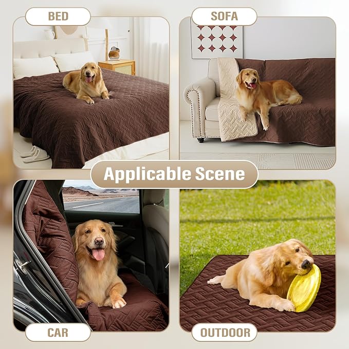 BOCTOPUG Dog Bed Cover for Pets Blankets Rug Pads for Couch Protection Waterproof Bed Covers Dog Blanket Furniture Protector Reusable Changing Pad (Brown+Beige, 62"x82")