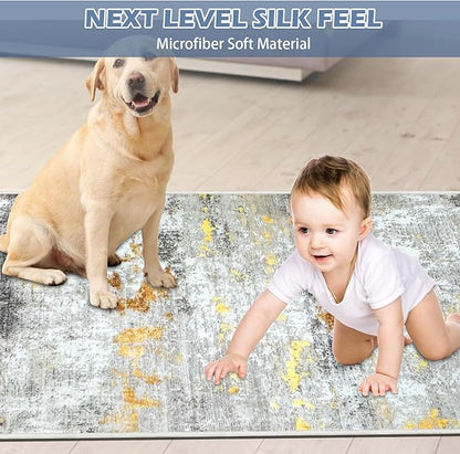 Runner Rug Washable 2x67 FT, Non Slip Rubber Backing Abstract Carpet, Soft Area Rugs for Bedroom Kitchen Hallway Entryway Bathroom, Customized