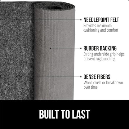 GORILLA GRIP Felt and Natural Rubber Stay in Place Slip Resistant Rug Pad, 1/4in Thick, 3x5 FT Protective Padding Under Area Rugs, Cushioned Gripper Pads, Carpet Runners, Hardwood Floors Protection