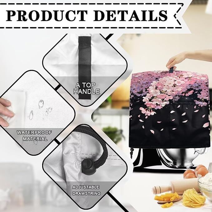 Mixer Dust Covers Cherry Blossom Stand Mixer Covers Protector Dust Cover Marble Design Mixer Cover Kitchen Aid Mixer Covers Accessories Kitchen Decoration
