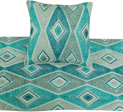The HomeCentric King/Queen/Twin Blue, Ivory & Grey Decorative Full 68"x18" Bed Runner Without Pillow Cover, Quilted & Printed Bed Scarf on Cotton Fabric - Tallulah