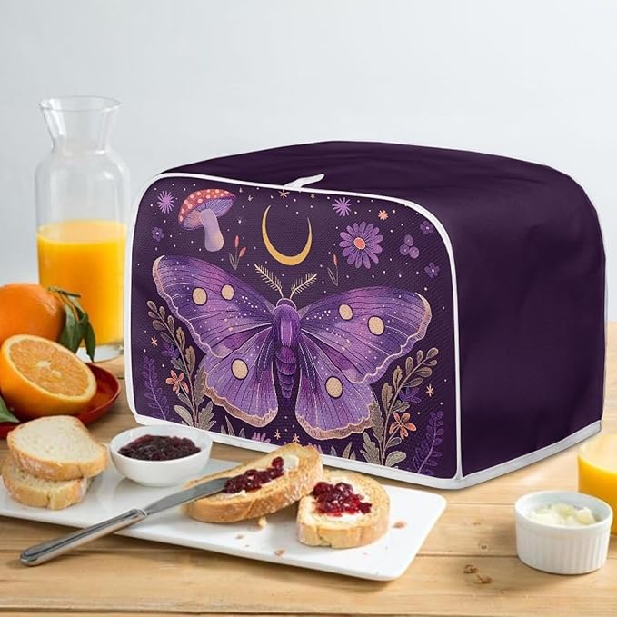 ZFRXIGN Butterfly Toaster Covers 2 Slice Wide Slot Dust Cover Case with Handle Bread Maker Cover Case Small Appliance Covers Toaster Bag Mushroom Moon Night Toaster Cover Purple