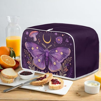 ZFRXIGN Butterfly Toaster Covers 4 Slice Wide Slot Dust Cover Case with Handle Bread Maker Cover Case Small Appliance Covers Toaster Bag Mushroom Moon Night Toaster Cover Purple