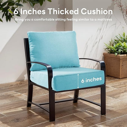 6" Thicker Outdoor Chair Cushion 4 Sets - 24" *24" *6" Waterproof Patio Furniture Cushions with Removable Cover, 28D High Density Sponge Filling Thicken Outdoor Patio Cushions - Turquoise