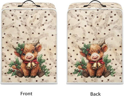 Christmas Coffee Maker Cover, Dustproof Washable Highland Cow Coffee Machine Protector with Handle