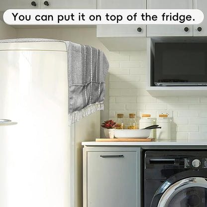 Coffee Table Cloth, Table Cover with Pockets and Tassel, Grey for Living Room Small Rectangle Tablecloths Washer Dryer Fridge Top Dust Cover,Easy Care Machine Washable