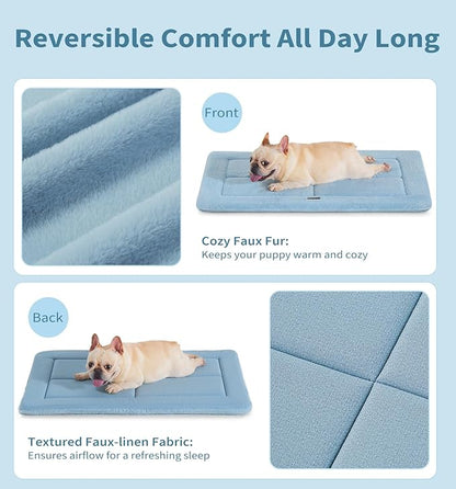 MADE 4 PETS Dog Crate Pad Bed for Large Dogs, Washable & Reversible, Anti-Slip Kennel Mat for Cozy Sleeping, Soft Fluffy Dog Bed for Indoor & Outdoor Use, 36"x27", Blue