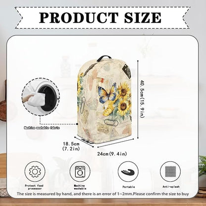 Butterfly Sunflower Blender Dust Cover Stand Mixer or Coffee Maker Appliance Covers with Drawstring, Anti Fingerprint Dust Proof Stain Resistant Blender Cover for Kitchen