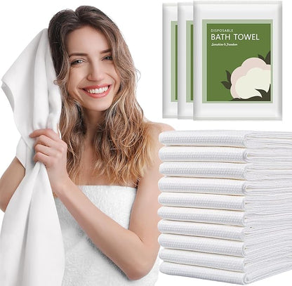 Disposable Bath Towels, 10pack 55" x 27.5" Ultra-Soft and Quick Dry Bath Towel, Portable Salon Towels for Travel Sauna Spa Beach Gym