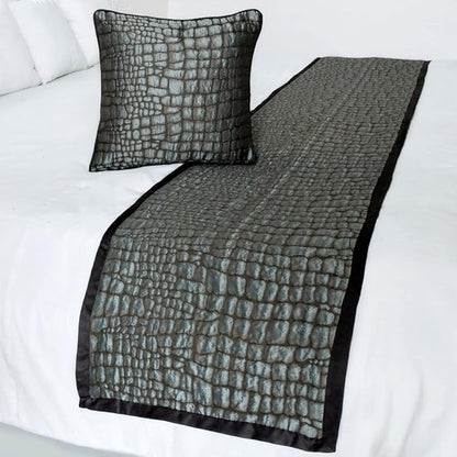 The HomeCentric King/Queen/Twin Blue & Grey Designer King 90"x18" Bed Runner Without Pillow Cover, Animal Mystery Bed Scarf on Silk Fabric - Animal Mystery