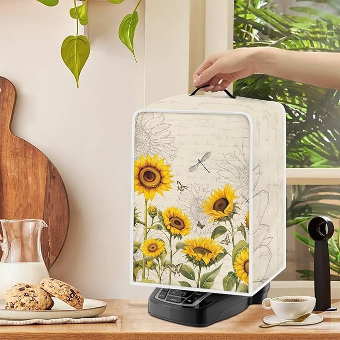 Mumeson 04-Sunflower Coffee Maker Cover Dustproof Waterproof Fabric Small Kitchen Appliances Covers Stand Mixer or Coffee Machine Fingerprint Protection Cover