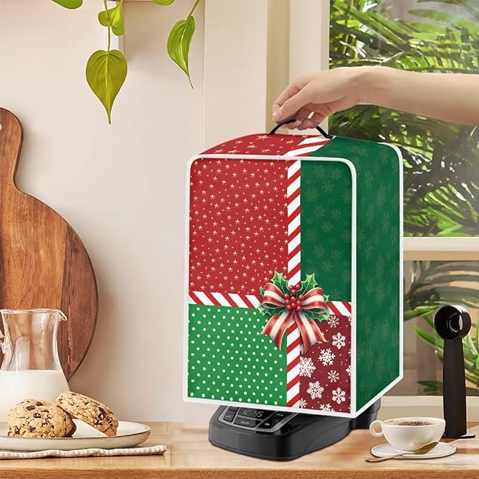 Coffee Maker Cover Christmas Holiday Dust Resistant Small Kitchen Appliance Protector with Handle