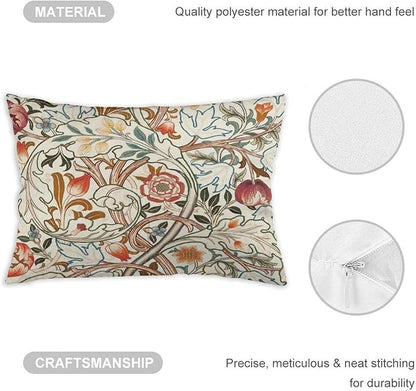 Flower Red William Morris Throw Pillow Covers 12x20 Inch Aesthetic Pillow Velvet Decorative Pillowcase Home Decor Living Room Cushion Case for Bed Sofa Couch