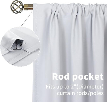 BGment Short Curtains for Kitchen Window Over Sink - Rod Pocket Room Darkening Drapes Thermal Insulated for Bathroom Cafe Window, Greyish White, 34 x 45 Inch, 2 Panels