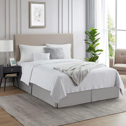 Nestl Silver Full Bed Skirt - Full Size Bed Skirt 14 Inch Drop - Brushed Microfiber Bed Skirts - Hotel Quality Pleated Bed Skirt - Shrinkage & Fade Resistant