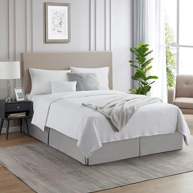 Nestl Silver Bed Skirt King Size - King Bed Skirt 14 Inch Drop - Brushed Microfiber Bed Skirts - Hotel Quality Pleated Bed Skirt - Shrinkage & Fade Resistant