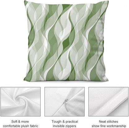 Green Throw Pillow Covers Modern Abstract Ombre Green Striped Decorations for Bedroom Living Room Farmhouse Sofa Pillows Bed Couch 18x18 Inch