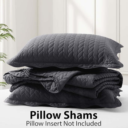 IR Imperial Rooms 8 Pack California King Quilt Bedding Set (118"x106") - Bulk Wholesale for Hotels, Guest Bedroom & Airbnbs - Lightweight Microfiber Reversible Embossed Quilts Bedspread (Charcoal)