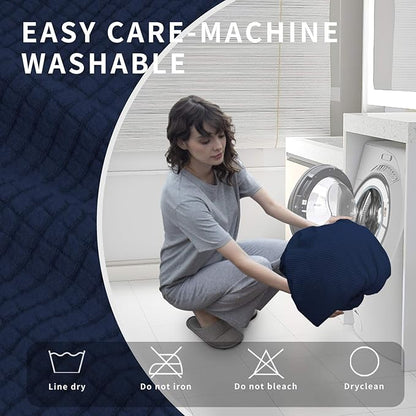 Easy-Going 4 Pieces Oversized Recliner Stretch Sofa Slipcover Sofa Cover Furniture Protector Couch Soft with Elastic Bottom Polyester Spandex Jacquard Fabric Small Checks Navy, X-Large
