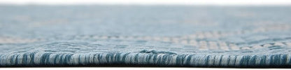 Unique Loom Outdoor Trellis Collection Area Rug (7' 1" x 10' Rectangle, Aquamarine/ Gray)