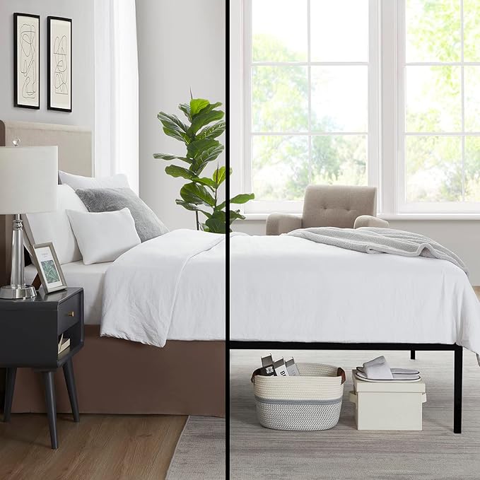 Nestl Dark Brown Bed Skirt Queen Size - Queen Bed Skirt 14 Inch Drop - Brushed Microfiber Bed Skirts - Hotel Quality Pleated Bed Skirt - Shrinkage & Fade Resistant
