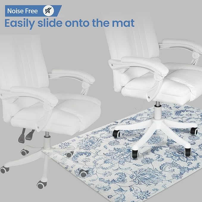 Chair Mat for Hardwood Floor, 36" x 48"Desk Mat for Hard Wood & Tile, Anti-Slip Hard Floor Protector Rolling Chair Mat, Protector for Home Office, Blue Flower