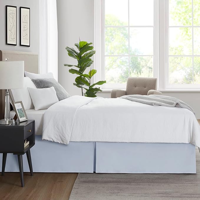Nestl Ice Blue Full Bed Skirt - Full Size Bed Skirt 14 Inch Drop - Brushed Microfiber Bed Skirts - Hotel Quality Pleated Bed Skirt - Shrinkage & Fade Resistant