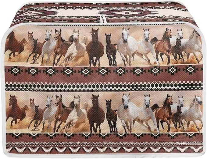 ZFRXIGN Boho Horse Toaster Cover 4 Slice Toaster Dust Cover Small Appliance Covers Toaster Oven Cover Dust Cover Kitchen Decorative Protector for Women Gifts Tribal Aztec