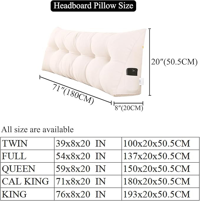 SAMTY Triangular Wedge Pillow headboard California King Size for Couch Large headboard Pillow with Removable Cover Back Rest Pillows for Sitting up in Bed