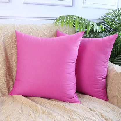 Thmyo 4-Pack 100% Cotton Comfortable Solid Decorative Throw Pillow Case, Square Cushion Cover Pillowcase Sublimation Blank Pillow Covers DIY Throw Pillowcase for Couch(18x18 inch/ 45x45cm,Rose red)