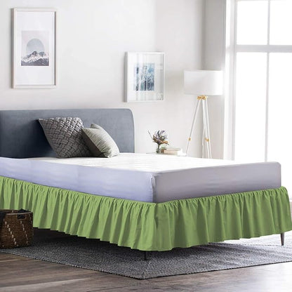 Ruffled Bed Skirt (Twin XL, Sage) 18 Inch Drop Dust Ruffle with Platform, 100% Cotton 600 Thread Count Fabric, Gathered Styling, Available in All Bed Sizes and 23 Colors - Bedskirt