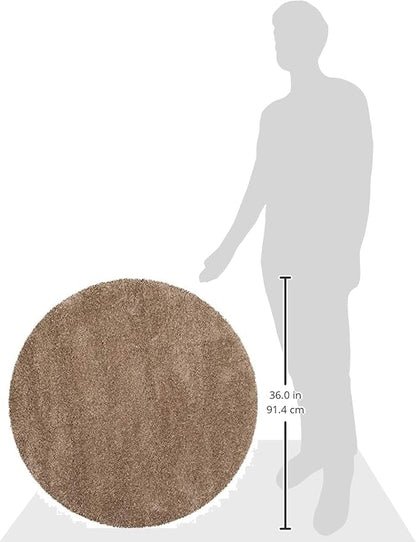 SAFAVIEH Milan Shag Collection 3' Round Dark Beige SG180 Solid Non-Shedding Living Room Bedroom Dining Room Entryway Plush 2-inch Thick Area Rug
